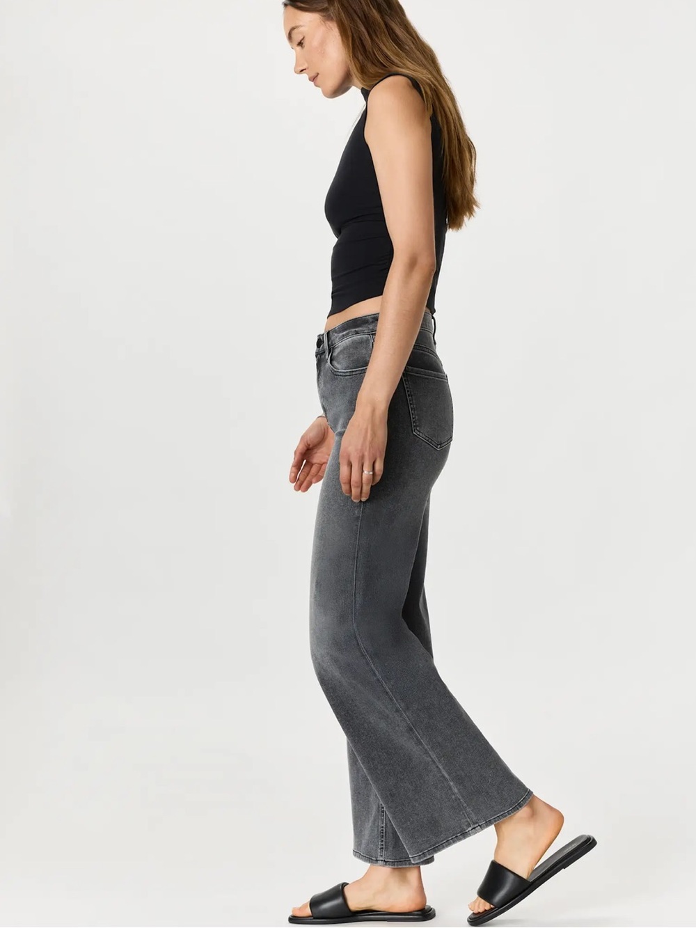 Quince Organic Cotton Bella Stretch Wide Leg Jeans W27 28inseam - Greyed Out - Picture 2 of 10